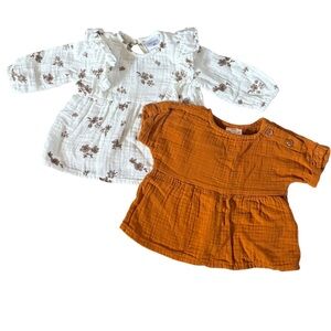 Charming‎ Kids Floral Blouse Set - White and Rust
